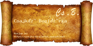 Csajkó Boglárka névjegykártya